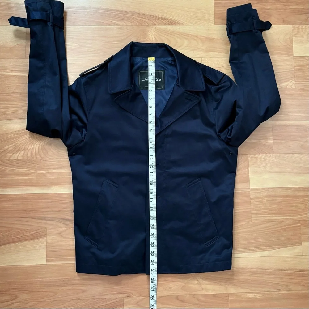 Express Navy Cotton Blend Military Blazer Jacket Size Small Business Casual Prep